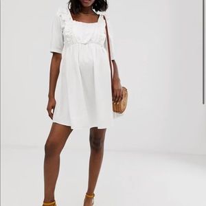 BN Asos maternity smock dress with frill in white